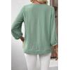 image:imageSHEWIN Women Smocked Neck Tops 34 Sleeve Loose Fit Shirts Business Dressy Casual 2026Green