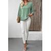 image:imageSHEWIN Women Smocked Neck Tops 34 Sleeve Loose Fit Shirts Business Dressy Casual 2026Green