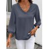 image:imageSHEWIN Women Smocked Neck Tops 34 Sleeve Loose Fit Shirts Business Dressy Casual 2026Grey