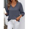 image:imageSHEWIN Women Smocked Neck Tops 34 Sleeve Loose Fit Shirts Business Dressy Casual 2026Grey