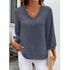 image:imageSHEWIN Women Smocked Neck Tops 34 Sleeve Loose Fit Shirts Business Dressy Casual 2026Grey