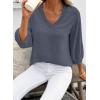image:imageSHEWIN Women Smocked Neck Tops 34 Sleeve Loose Fit Shirts Business Dressy Casual 2026Grey