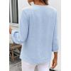 image:imageSHEWIN Women Smocked Neck Tops 34 Sleeve Loose Fit Shirts Business Dressy Casual 2026Light Blue
