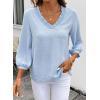 image:imageSHEWIN Women Smocked Neck Tops 34 Sleeve Loose Fit Shirts Business Dressy Casual 2026Light Blue
