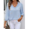 image:imageSHEWIN Women Smocked Neck Tops 34 Sleeve Loose Fit Shirts Business Dressy Casual 2026Light Blue
