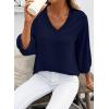 image:imageSHEWIN Women Smocked Neck Tops 34 Sleeve Loose Fit Shirts Business Dressy Casual 2026Navy Blue