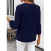 image:imageSHEWIN Women Smocked Neck Tops 34 Sleeve Loose Fit Shirts Business Dressy Casual 2026Navy Blue