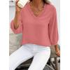 image:imageSHEWIN Women Smocked Neck Tops 34 Sleeve Loose Fit Shirts Business Dressy Casual 2026Pink
