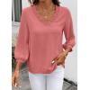 image:imageSHEWIN Women Smocked Neck Tops 34 Sleeve Loose Fit Shirts Business Dressy Casual 2026Pink