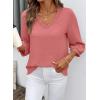 image:imageSHEWIN Women Smocked Neck Tops 34 Sleeve Loose Fit Shirts Business Dressy Casual 2026Pink