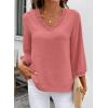 image:imageSHEWIN Women Smocked Neck Tops 34 Sleeve Loose Fit Shirts Business Dressy Casual 2026Pink