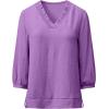 image:imageSHEWIN Women Smocked Neck Tops 34 Sleeve Loose Fit Shirts Business Dressy Casual 2026Purple