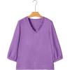 image:imageSHEWIN Women Smocked Neck Tops 34 Sleeve Loose Fit Shirts Business Dressy Casual 2026Purple