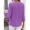 image:imageSHEWIN Women Smocked Neck Tops 34 Sleeve Loose Fit Shirts Business Dressy Casual 2026Purple