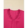 image:imageSHEWIN Women Smocked Neck Tops 34 Sleeve Loose Fit Shirts Business Dressy Casual 2026Rose Red