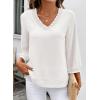 image:imageSHEWIN Women Smocked Neck Tops 34 Sleeve Loose Fit Shirts Business Dressy Casual 2026White