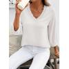 image:imageSHEWIN Women Smocked Neck Tops 34 Sleeve Loose Fit Shirts Business Dressy Casual 2026White