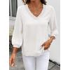 image:imageSHEWIN Women Smocked Neck Tops 34 Sleeve Loose Fit Shirts Business Dressy Casual 2026White