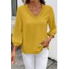 image:imageSHEWIN Women Smocked Neck Tops 34 Sleeve Loose Fit Shirts Business Dressy Casual 2026Yellow