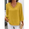 image:imageSHEWIN Women Smocked Neck Tops 34 Sleeve Loose Fit Shirts Business Dressy Casual 2026Yellow