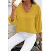 image:imageSHEWIN Women Smocked Neck Tops 34 Sleeve Loose Fit Shirts Business Dressy Casual 2026Yellow