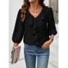 image:imageSHEWIN Womens Blouses Dressy Casual 34 Length Sleeve Work Shirts Business Casual Tops Spring Outfits for Women 2026Black