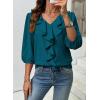 image:imageSHEWIN Womens Blouses Dressy Casual 34 Length Sleeve Work Shirts Business Casual Tops Spring Outfits for Women 2026Blue Sapphire