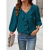 image:imageSHEWIN Womens Blouses Dressy Casual 34 Length Sleeve Work Shirts Business Casual Tops Spring Outfits for Women 2026Blue Sapphire