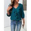 image:imageSHEWIN Womens Blouses Dressy Casual 34 Length Sleeve Work Shirts Business Casual Tops Spring Outfits for Women 2026Blue Sapphire
