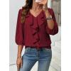 image:imageSHEWIN Womens Blouses Dressy Casual 34 Length Sleeve Work Shirts Business Casual Tops Spring Outfits for Women 2026Burgundy