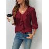 image:imageSHEWIN Womens Blouses Dressy Casual 34 Length Sleeve Work Shirts Business Casual Tops Spring Outfits for Women 2026Burgundy