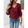 image:imageSHEWIN Womens Blouses Dressy Casual 34 Length Sleeve Work Shirts Business Casual Tops Spring Outfits for Women 2026Burgundy