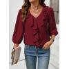 image:imageSHEWIN Womens Blouses Dressy Casual 34 Length Sleeve Work Shirts Business Casual Tops Spring Outfits for Women 2026Burgundy