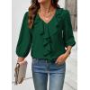 image:imageSHEWIN Womens Blouses Dressy Casual 34 Length Sleeve Work Shirts Business Casual Tops Spring Outfits for Women 2026Dark Green