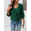 image:imageSHEWIN Womens Blouses Dressy Casual 34 Length Sleeve Work Shirts Business Casual Tops Spring Outfits for Women 2026Dark Green