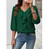image:imageSHEWIN Womens Blouses Dressy Casual 34 Length Sleeve Work Shirts Business Casual Tops Spring Outfits for Women 2026Dark Green