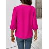 image:imageSHEWIN Womens Blouses Dressy Casual 34 Length Sleeve Work Shirts Business Casual Tops Spring Outfits for Women 2026Rose Red
