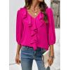image:imageSHEWIN Womens Blouses Dressy Casual 34 Length Sleeve Work Shirts Business Casual Tops Spring Outfits for Women 2026Rose Red