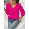 image:imageSHEWIN Womens Blouses Dressy Casual 34 Length Sleeve Work Shirts Business Casual Tops Spring Outfits for Women 2026Rose Red