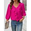 image:imageSHEWIN Womens Blouses Dressy Casual 34 Length Sleeve Work Shirts Business Casual Tops Spring Outfits for Women 2026Rose Red
