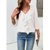 image:imageSHEWIN Womens Blouses Dressy Casual 34 Length Sleeve Work Shirts Business Casual Tops Spring Outfits for Women 2026White
