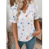 image:imageSHEWIN Womens Blouses Dressy Casual Lace V Neck Floral Tops Pulllover Short Sleeve Shirts Cute Summer Tops for Women 2026A1 White