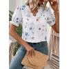image:imageSHEWIN Womens Blouses Dressy Casual Lace V Neck Floral Tops Pulllover Short Sleeve Shirts Cute Summer Tops for Women 2026A1 White