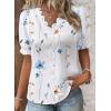 image:imageSHEWIN Womens Blouses Dressy Casual Lace V Neck Floral Tops Pulllover Short Sleeve Shirts Cute Summer Tops for Women 2026A1 White