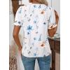 image:imageSHEWIN Womens Blouses Dressy Casual Lace V Neck Floral Tops Pulllover Short Sleeve Shirts Cute Summer Tops for Women 2026A1 White