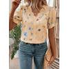 image:imageSHEWIN Womens Blouses Dressy Casual Lace V Neck Floral Tops Pulllover Short Sleeve Shirts Cute Summer Tops for Women 2026Apricot