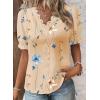 image:imageSHEWIN Womens Blouses Dressy Casual Lace V Neck Floral Tops Pulllover Short Sleeve Shirts Cute Summer Tops for Women 2026Apricot