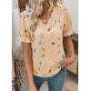 image:imageSHEWIN Womens Blouses Dressy Casual Lace V Neck Floral Tops Pulllover Short Sleeve Shirts Cute Summer Tops for Women 2026Apricot