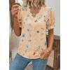 image:imageSHEWIN Womens Blouses Dressy Casual Lace V Neck Floral Tops Pulllover Short Sleeve Shirts Cute Summer Tops for Women 2026Apricot