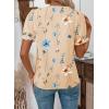 image:imageSHEWIN Womens Blouses Dressy Casual Lace V Neck Floral Tops Pulllover Short Sleeve Shirts Cute Summer Tops for Women 2026Apricot
